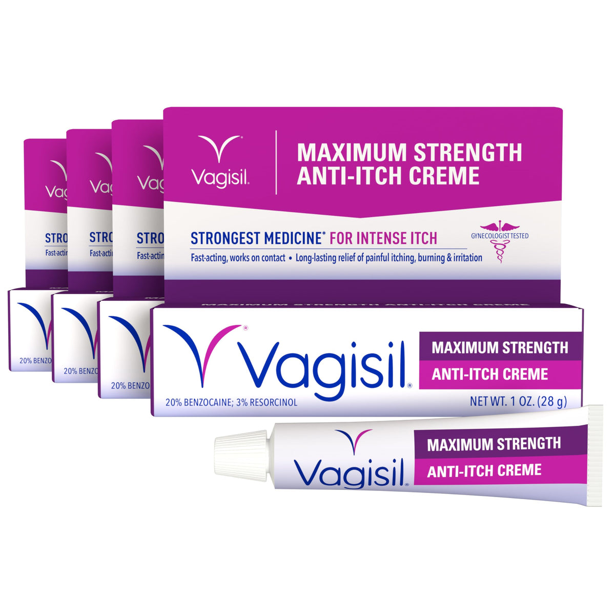 Vagisil frente del empaque mostrando el nombre y beneficio al instante