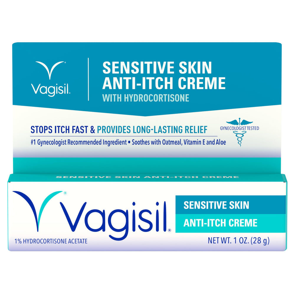 Vagisil frente del envase mostrando diseño y tamaño, alivia picor íntimo rápidamente