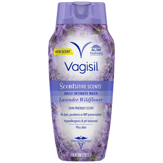 Vagisil Scentsitive Scents envase frontal Coconut Hibiscus, limpieza suave