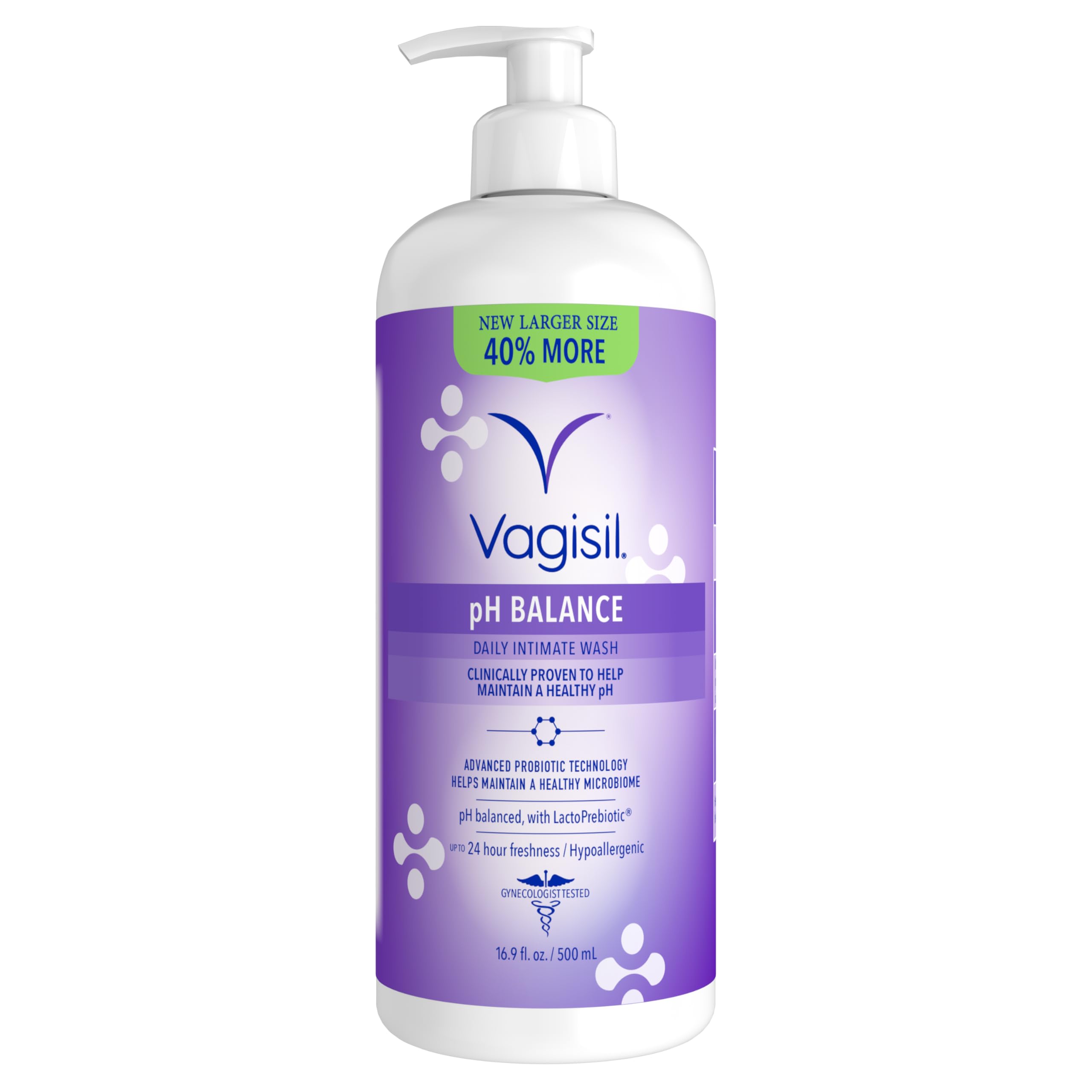 Vagisil botella frontal Peach Blossom mostrando etiqueta y beneficio de pH balanceado