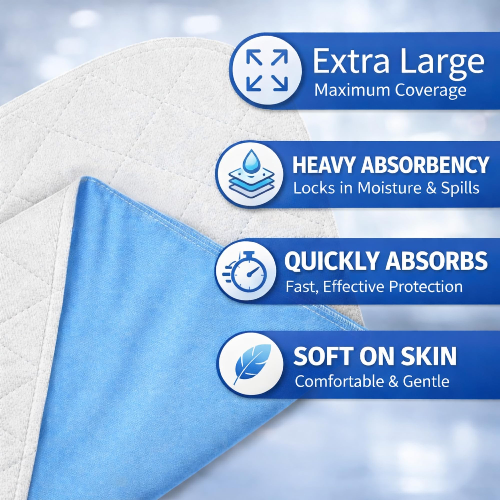 Vakly primer plano del núcleo cuatro capas que absorbe mucho líquido