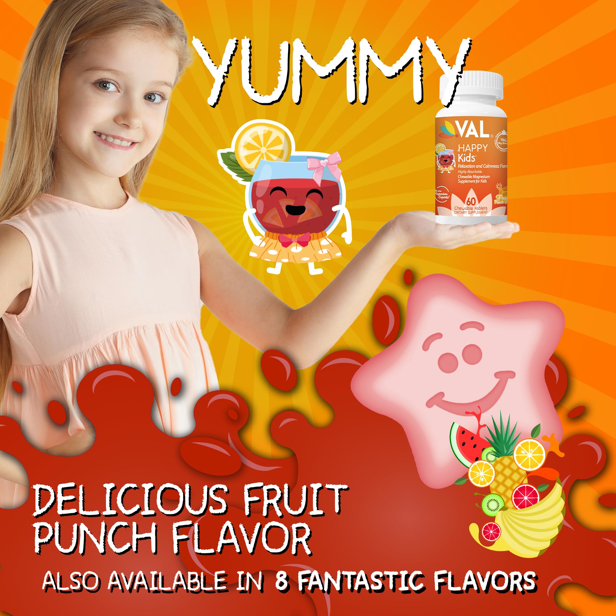 VAL Magnesio para Niños, sin azúcar, opción saludable para snack.