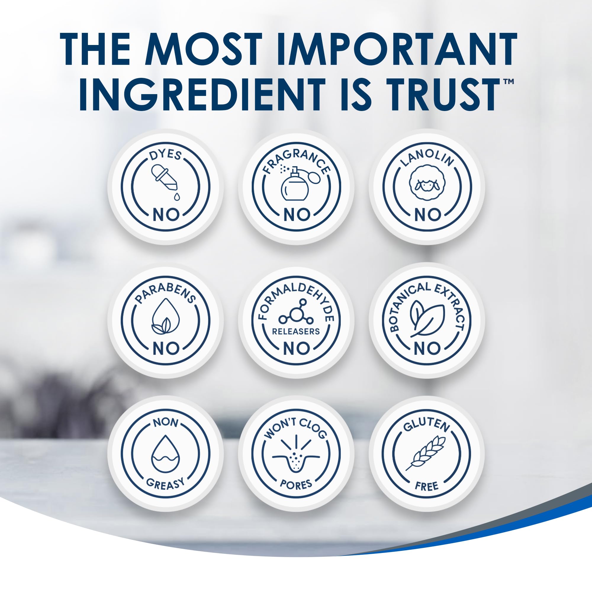 Vanicream etiqueta con ingredientes clave sin fragancia ni parabenos