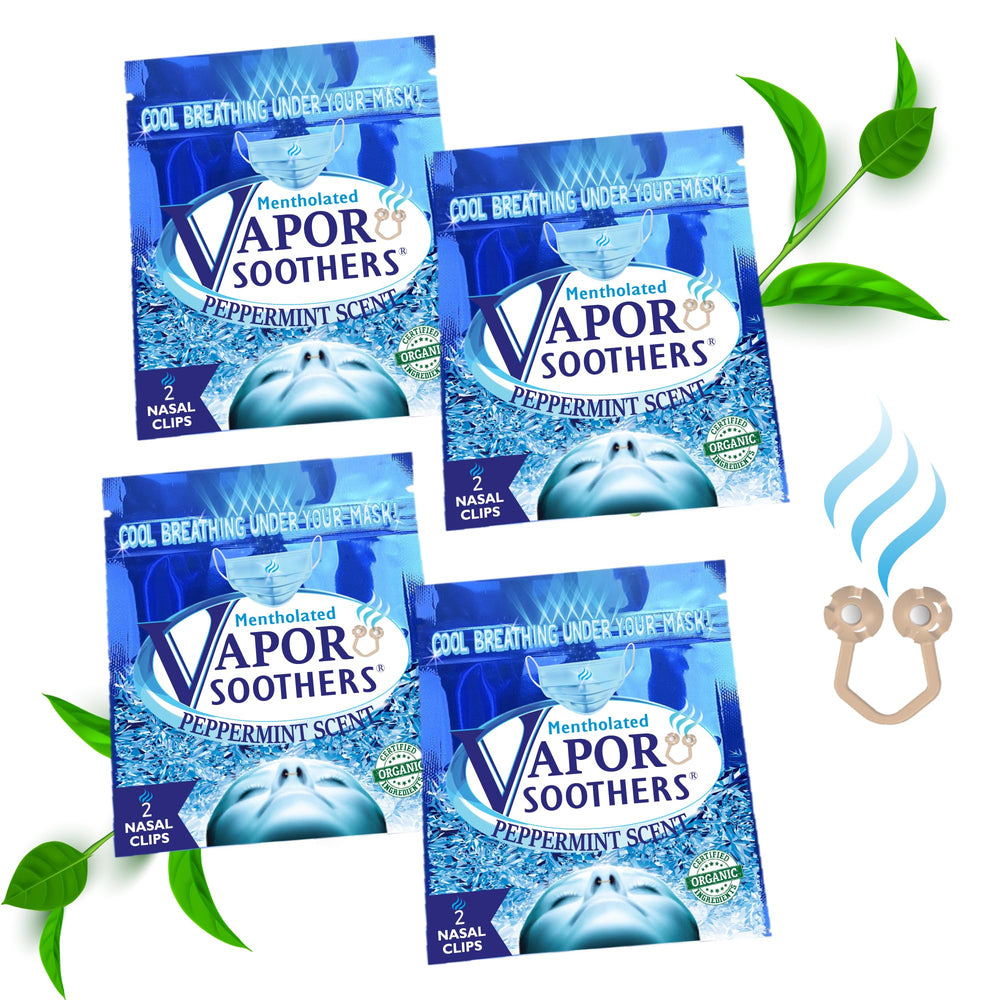 Vapor Soothers empaque frontal mostrando 4 sobres y 8 clips, ideal para llevar