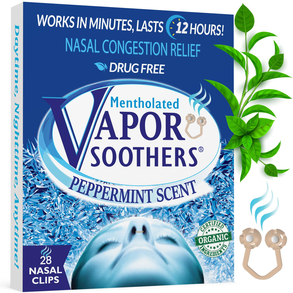 Vapor Soothers vista frontal del empaque mostrando 28 unidades y beneficios