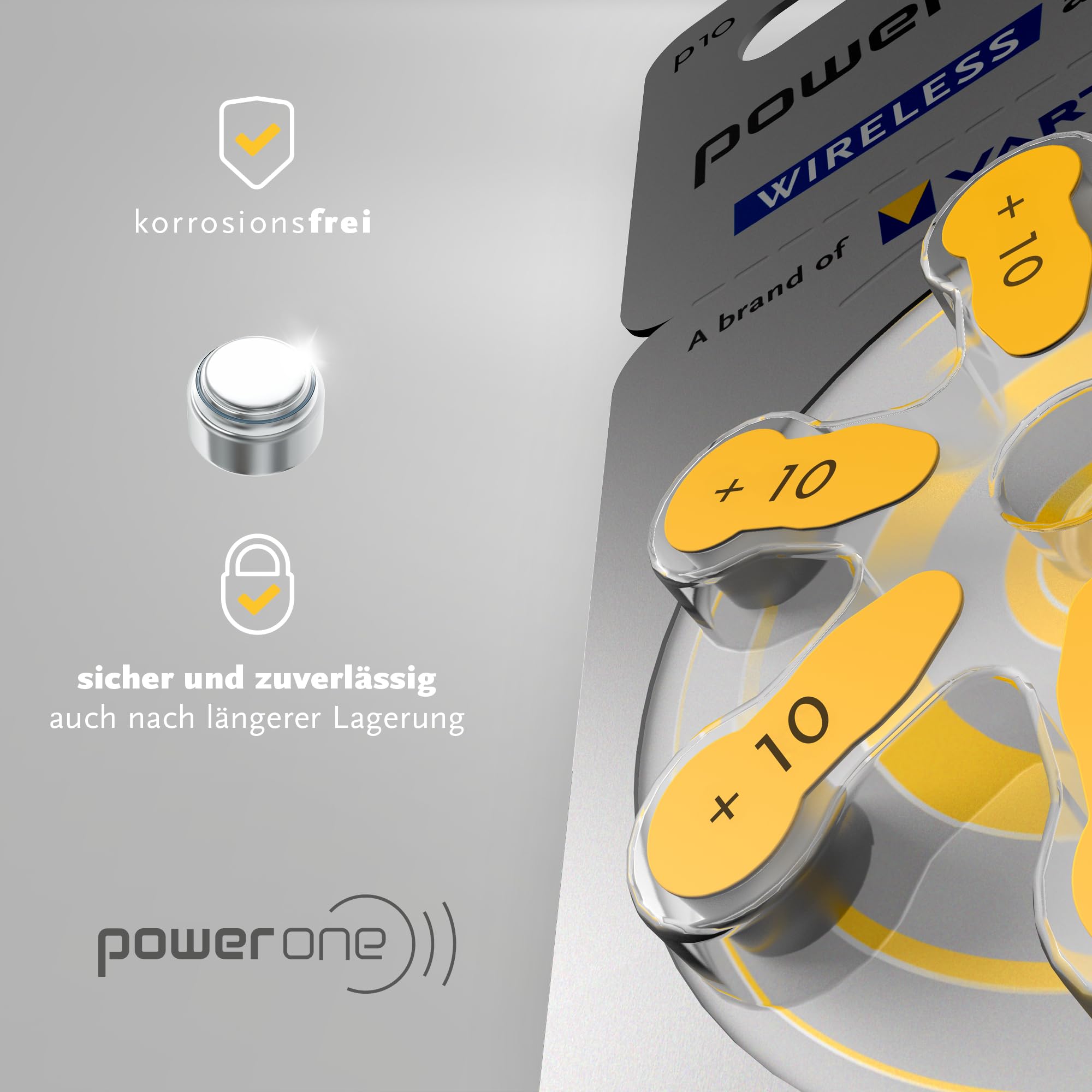 VARTA Power one textura de carcasa de acero inoxidable, protección contra corrosión