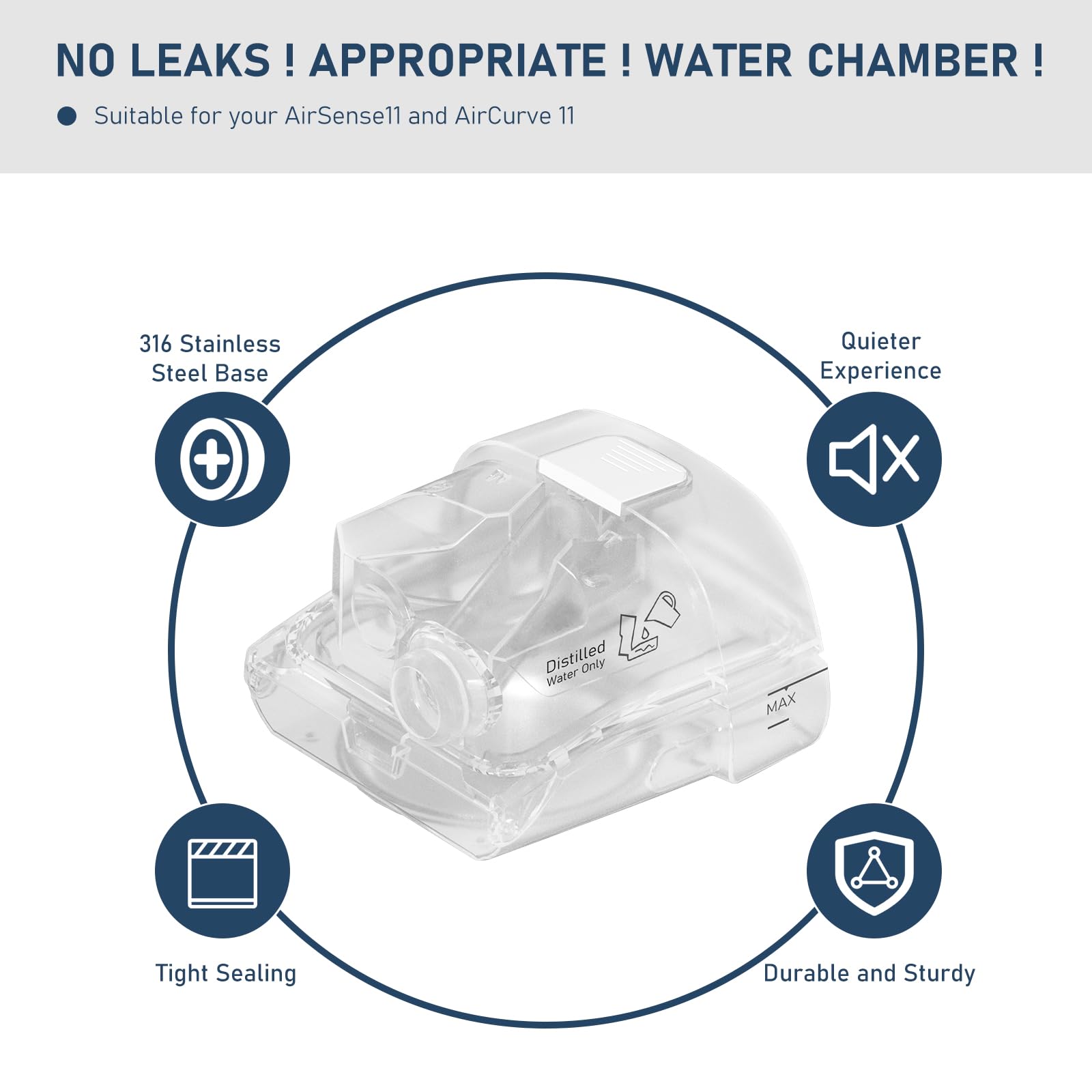 Varycony depósito instalado en ResMed AirSense 11 asegura humidificación estable