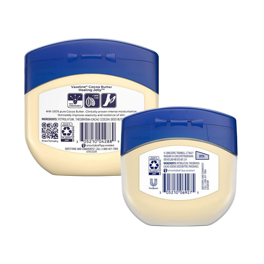 Textura cremosa de Vaseline con manteca de cacao que muestra suavidad