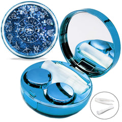 Vastsoon estuche frontal azul glitter mostrando cierre hermético y diseño atractivo