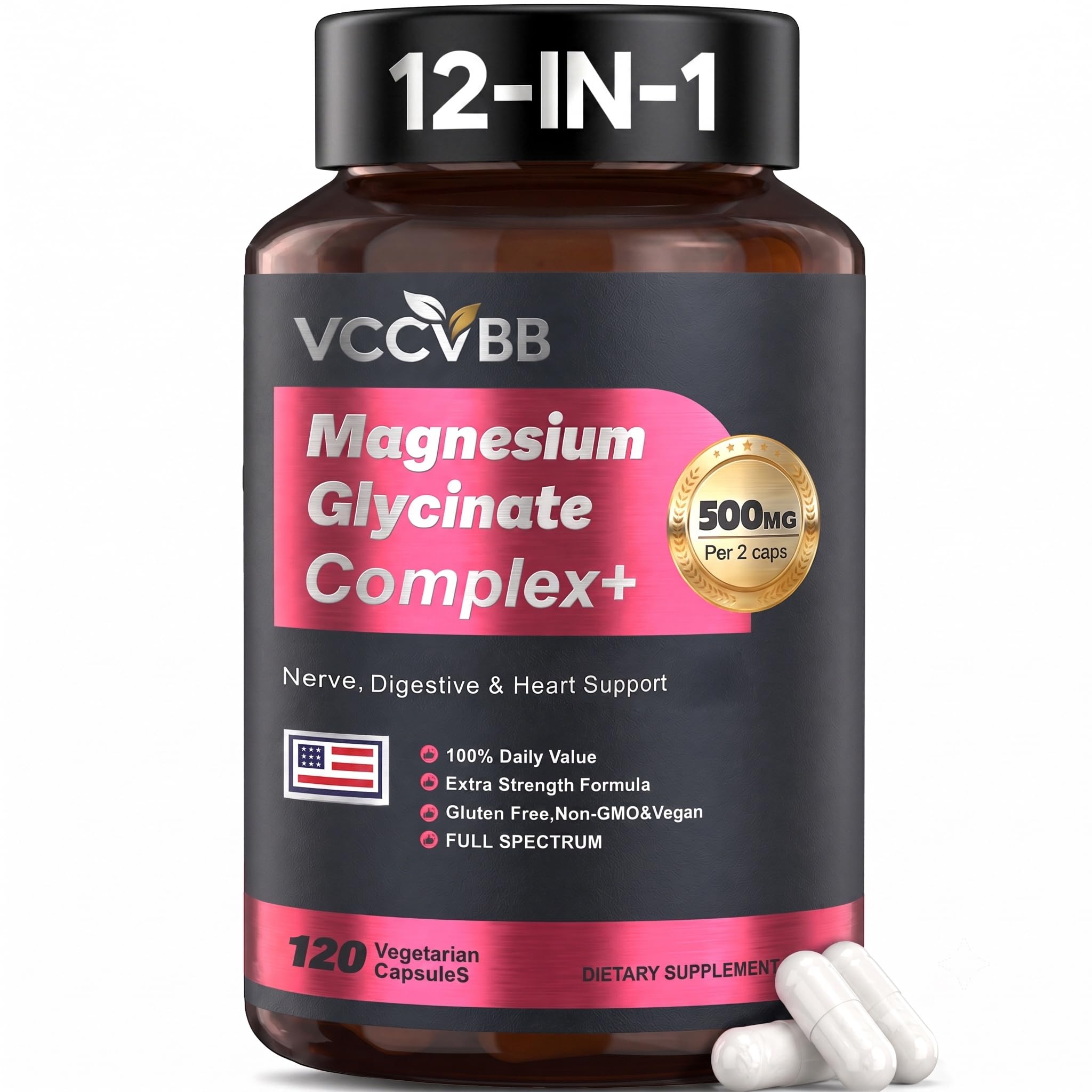 VCCVBB envase frontal del complejo 12 en 1 mostrando etiqueta clara y beneficios