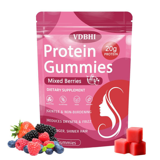 VDBHI frasco frontal que muestra 60 gomitas y conveniencia