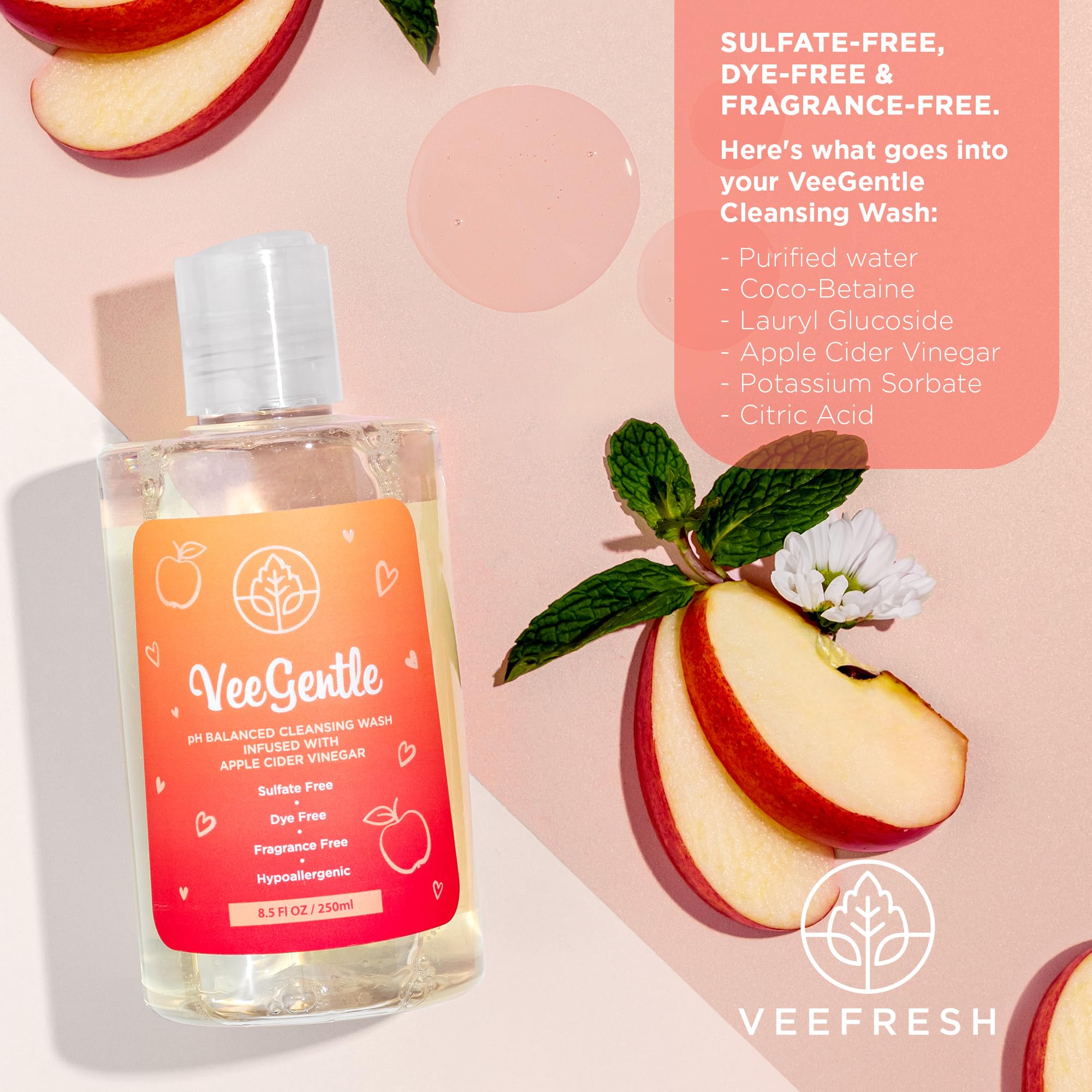 VeeFresh VeeGentle comparación de tamaño 250ml para duración y ahorro