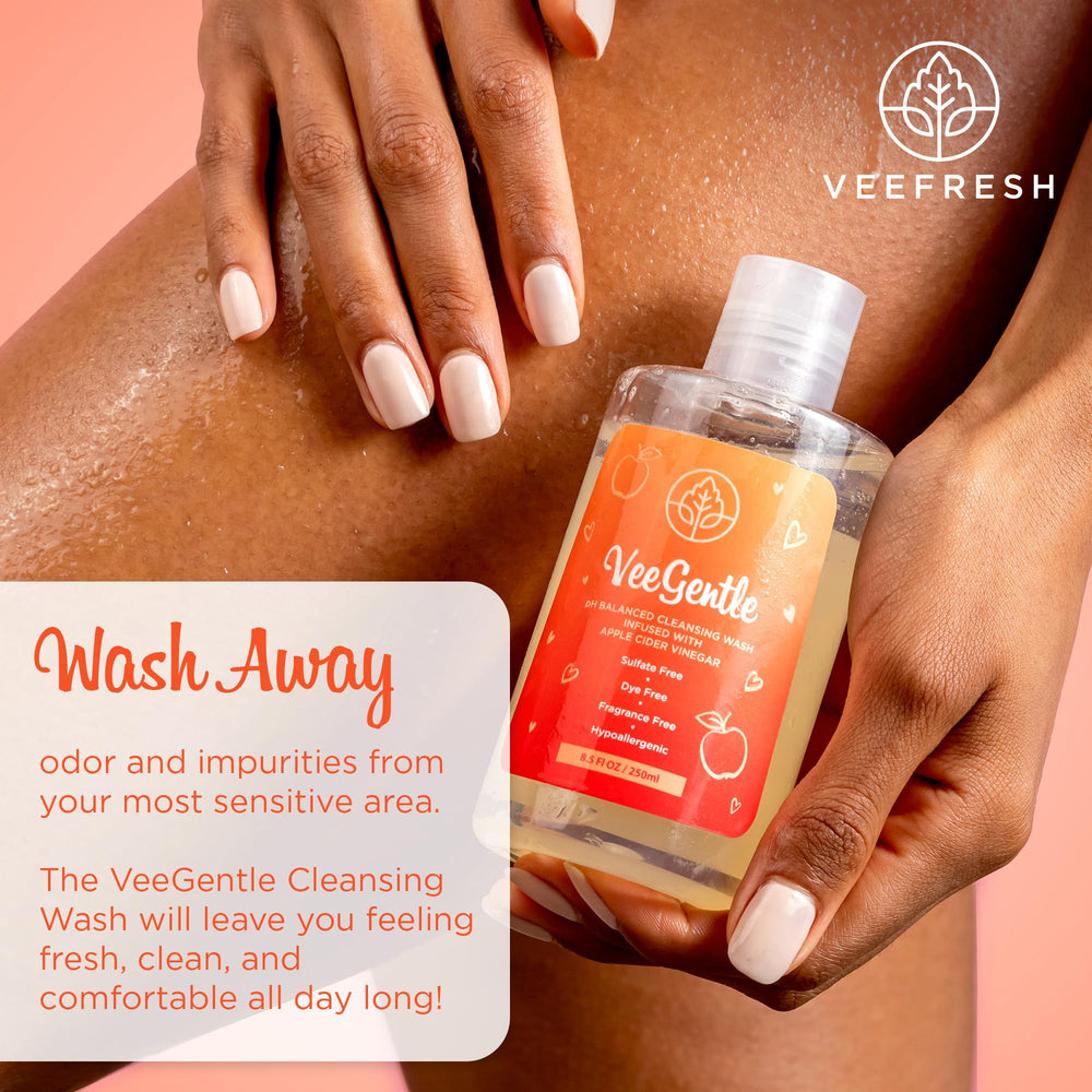 VeeFresh VeeGentle primer plano de vinagre de manzana ingrediente natural beneficioso