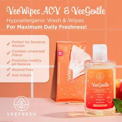 VeeFresh VeeWipes paquete abierto para limpieza rápida
