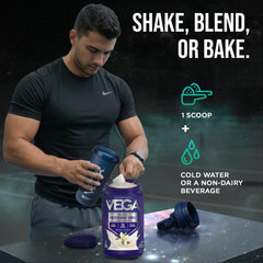 Batido Vega en un recipiente portátil ideal para llevar y recuperar energía