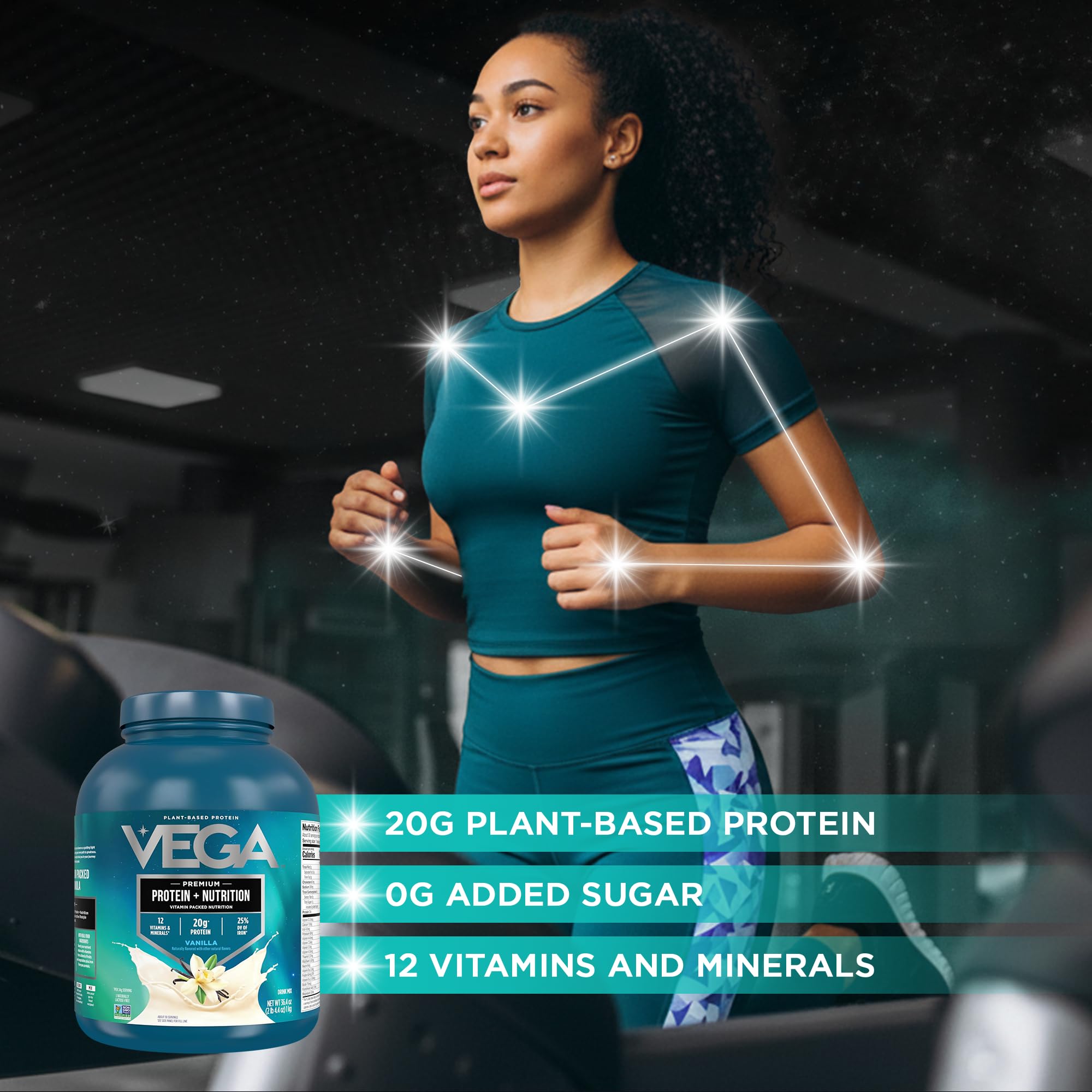 Vega batido en vaso listo para beber, aporta nutrición práctica