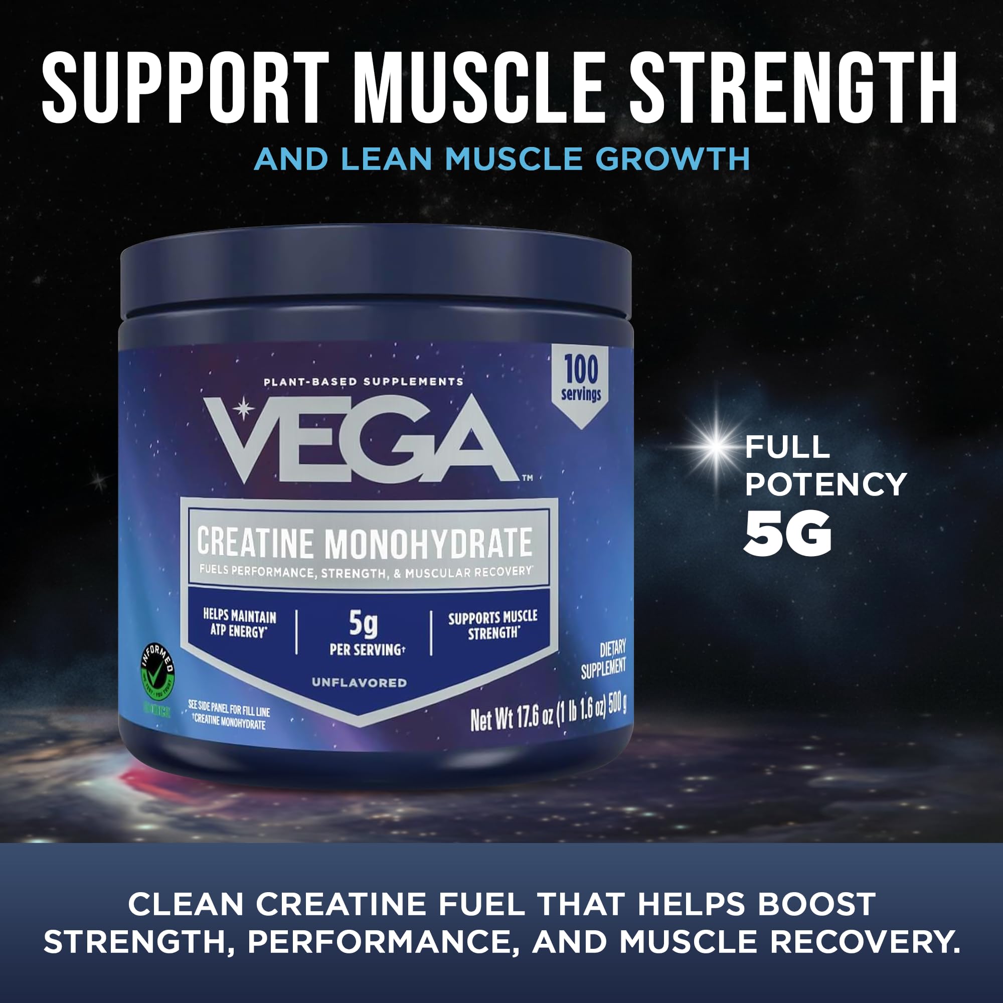 Vega creatina disuelta en batido sin alterar sabor para mezclas limpias