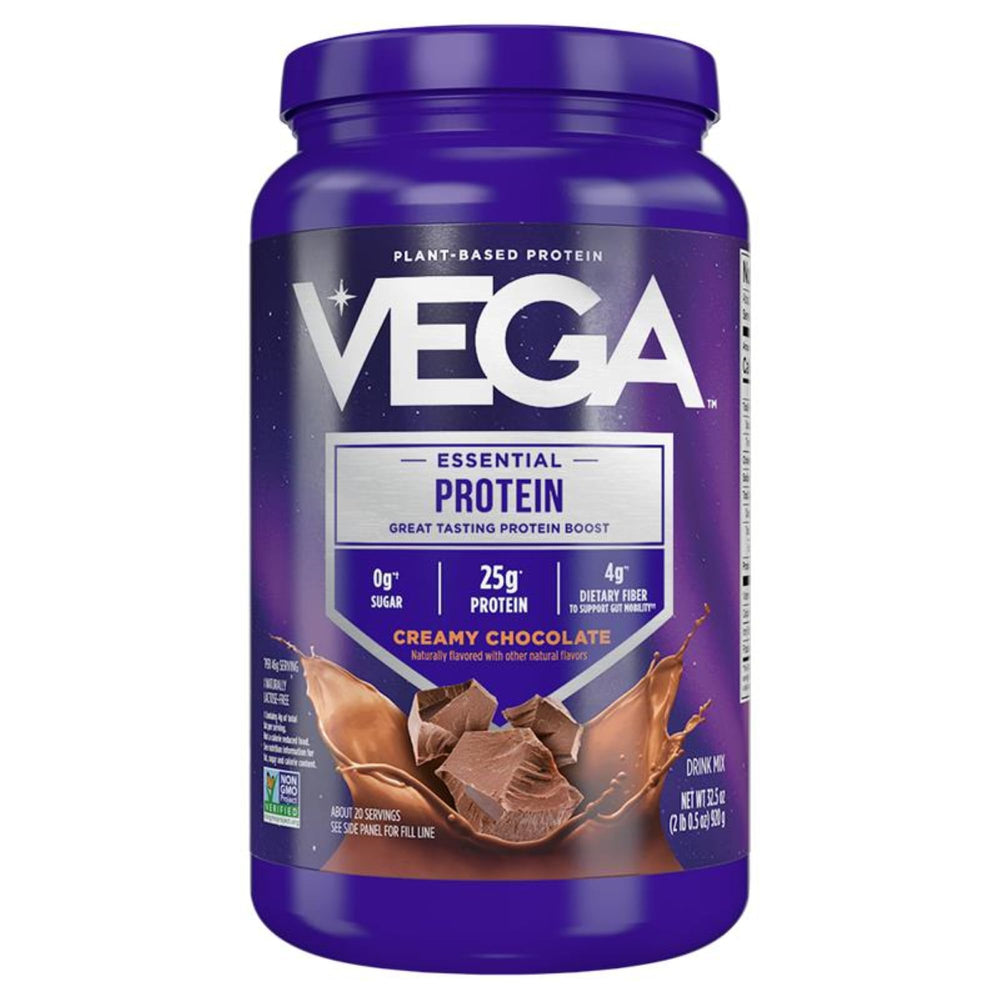 Vega envase frontal del producto mostrando tamaño y sabor chocolate