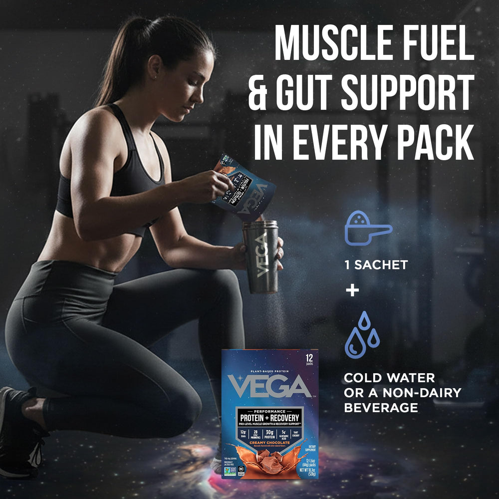 Vega etiqueta nutricional clara que destaca 30 g de proteína por ración