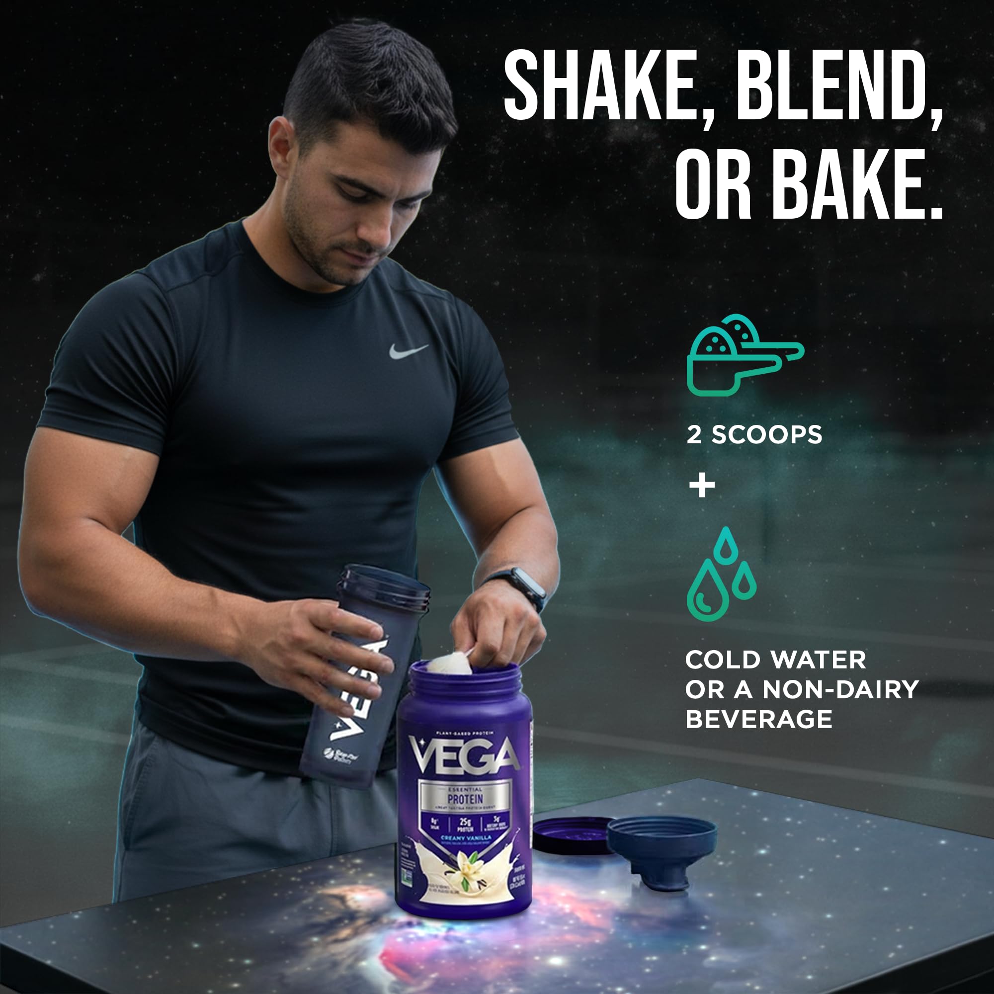 Vega detalle de la etiqueta nutricional con información de 25 g proteína