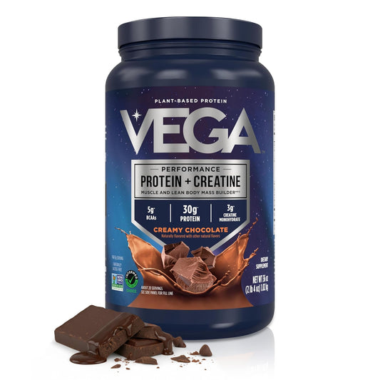 Vega envase frontal sabor chocolate mostrando tamaño y porciones