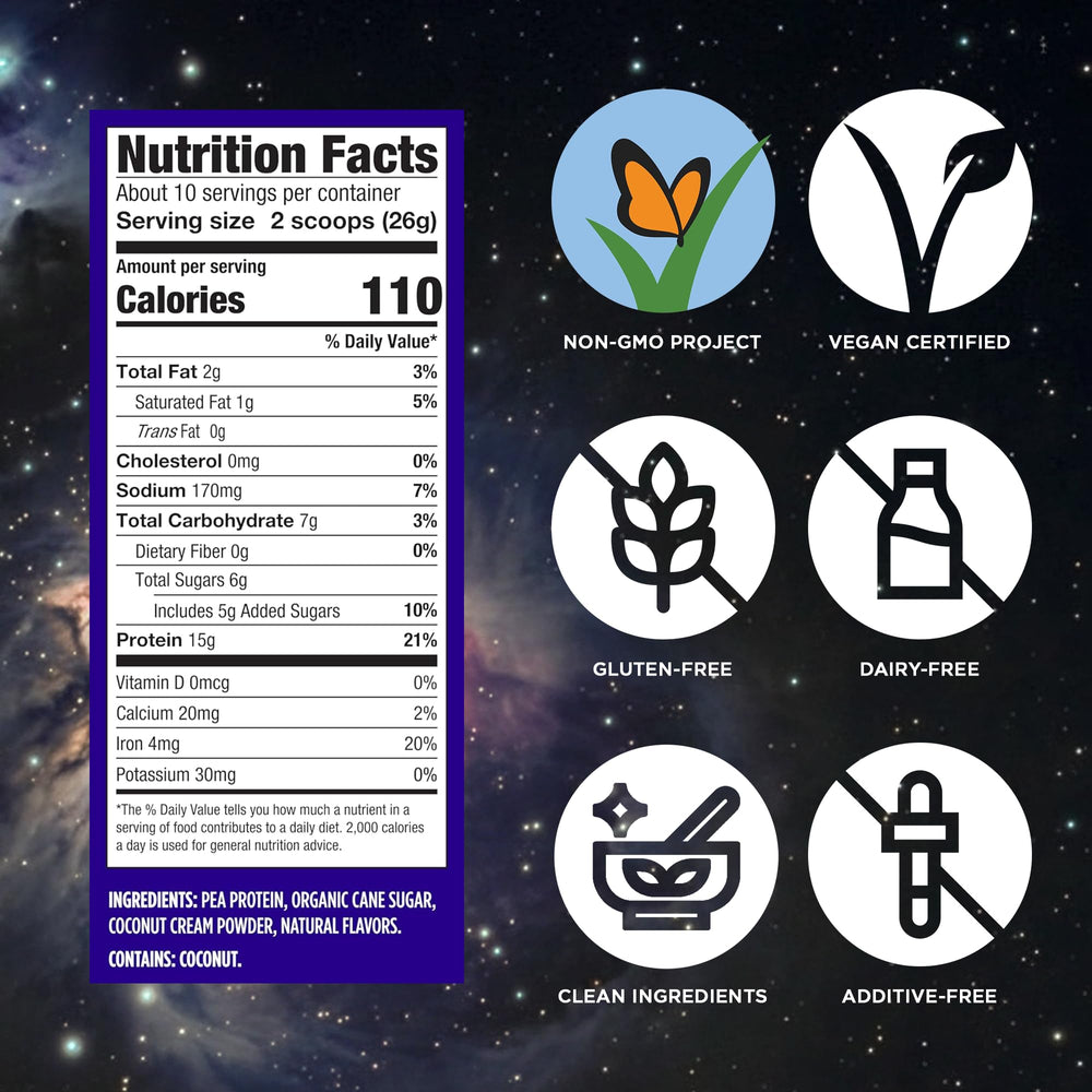 Vega ingredientes naturales (granos, vainilla) que muestran simplicidad y limpieza