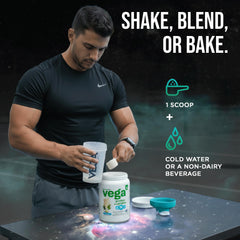 Vega scoop medido junto a utensilios, tamaño de la porción claro