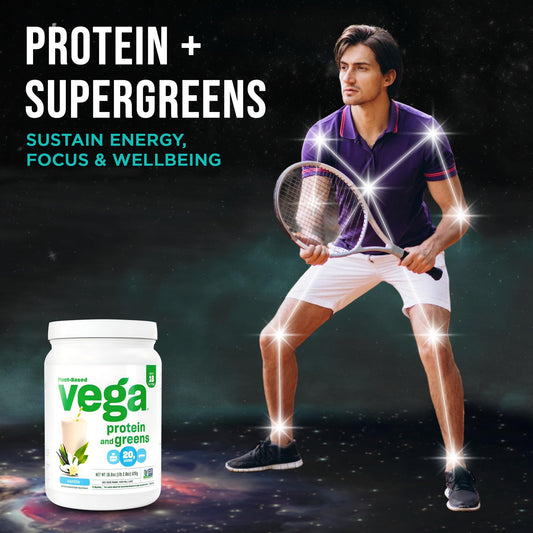 Vega primer plano del polvo en scoop, mezcla fina y homogénea