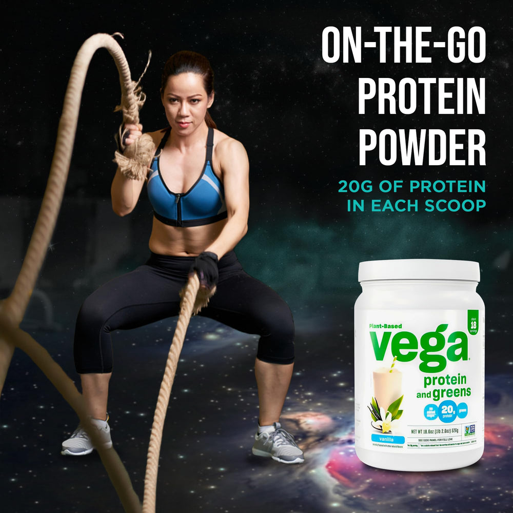 Vega pouch abierto con cuchara, empaque práctico y transportable