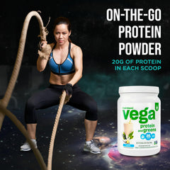 Vega pouch abierto con cuchara, empaque práctico y transportable