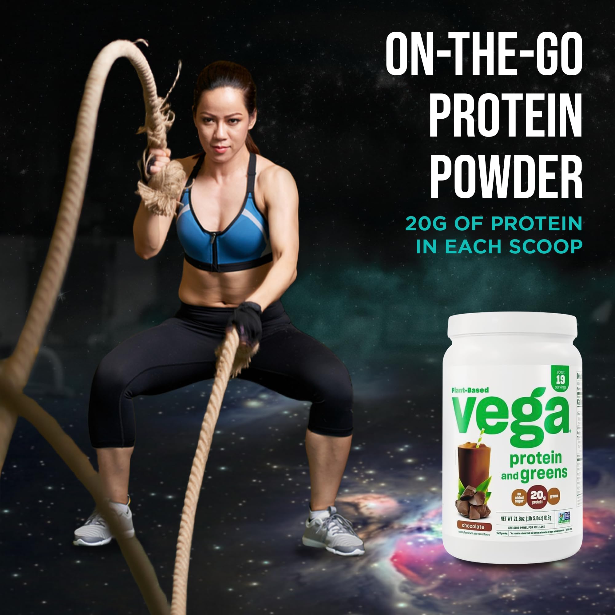Vega etiqueta nutricional enfocada en proteínas y ausencia de lácteos