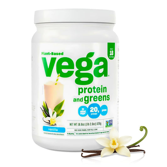 Vega envase frontal mostrando sabor vainilla y beneficios