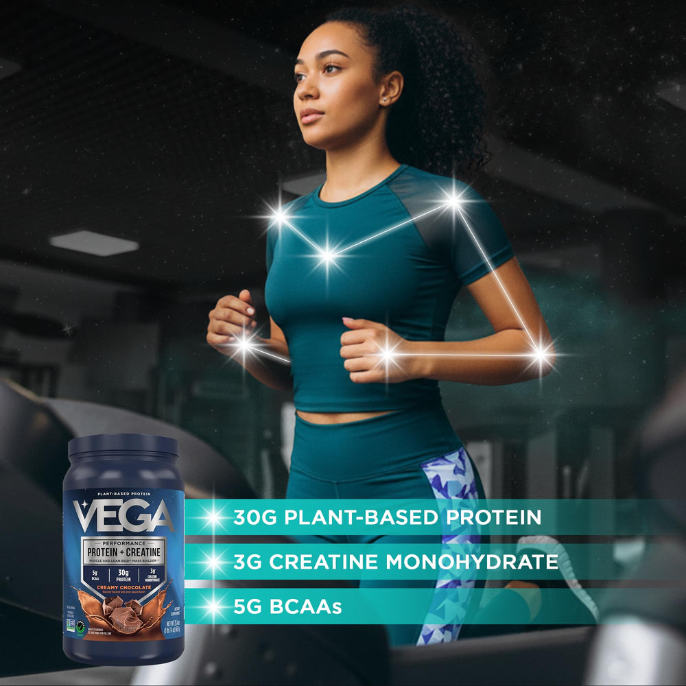 Vega detalle de etiqueta con información de proteína y creatina