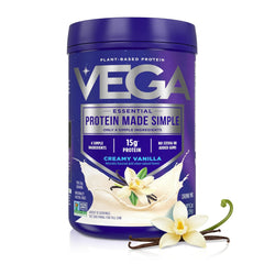 Vega envase frontal de Protein Made Simple vainilla, diseño claro y práctico