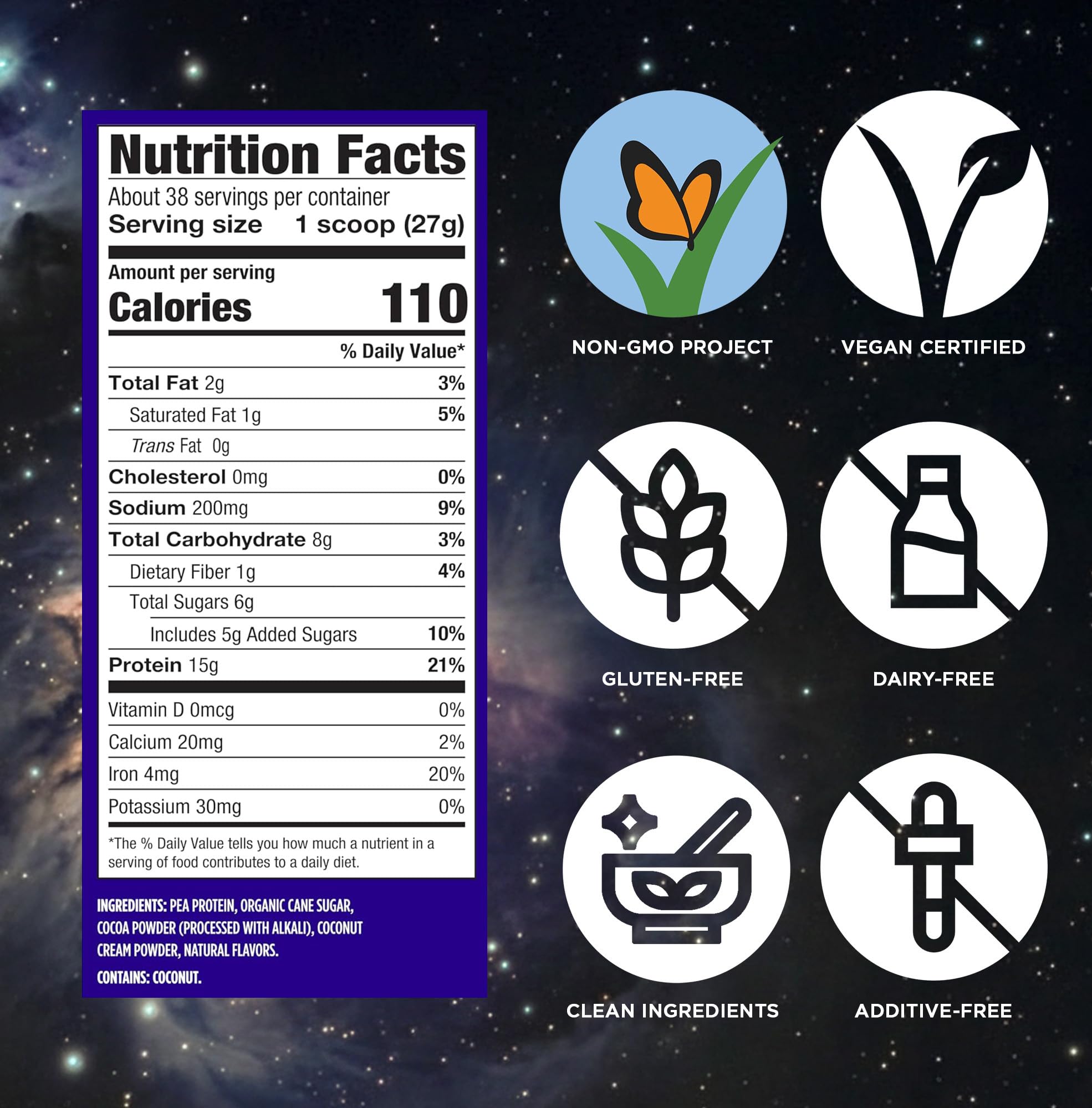 Vega ingredientes naturales sobre mesa, transparencia en fórmula