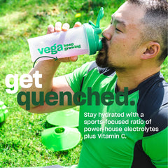 Vega Sport etiqueta nutricional cerca evidenciando electrolitos y vitamina C