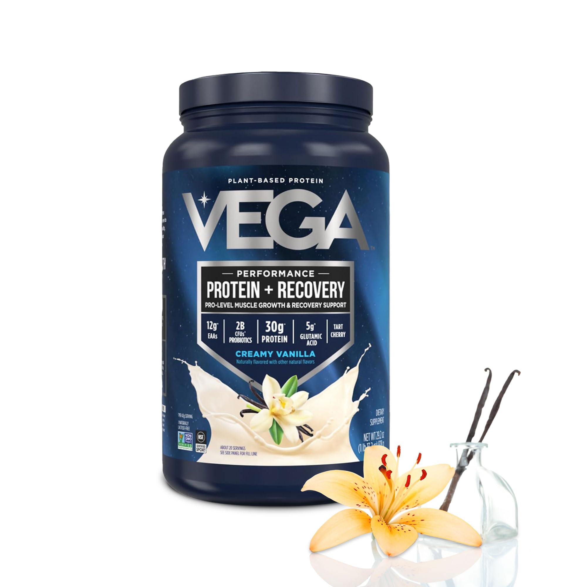 Vega envase frontal de vainilla mostrando etiqueta y beneficios