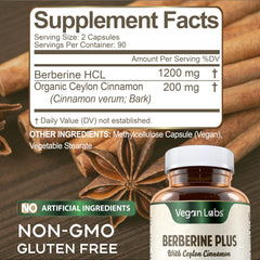 Vegan Labs ingredientes en polvo (canela y berberina) que resaltan naturalidad