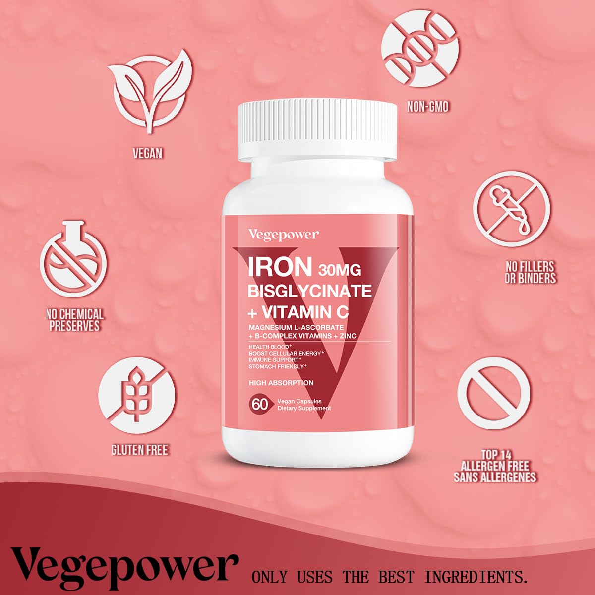 VEGEPOWER sello GMP indicando calidad y pruebas de terceros