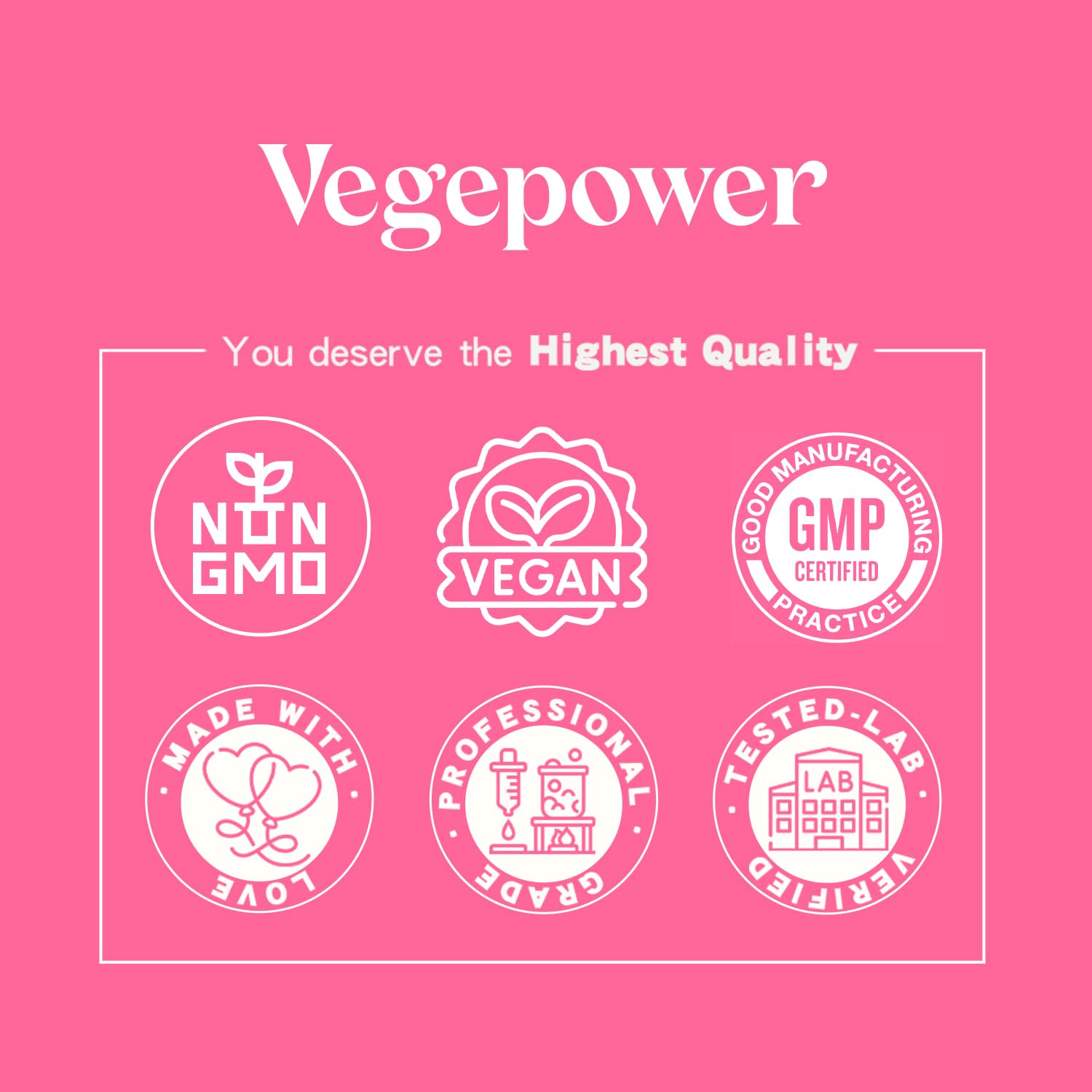VEGEPOWER sellos de calidad y GMP, confianza en fabricación