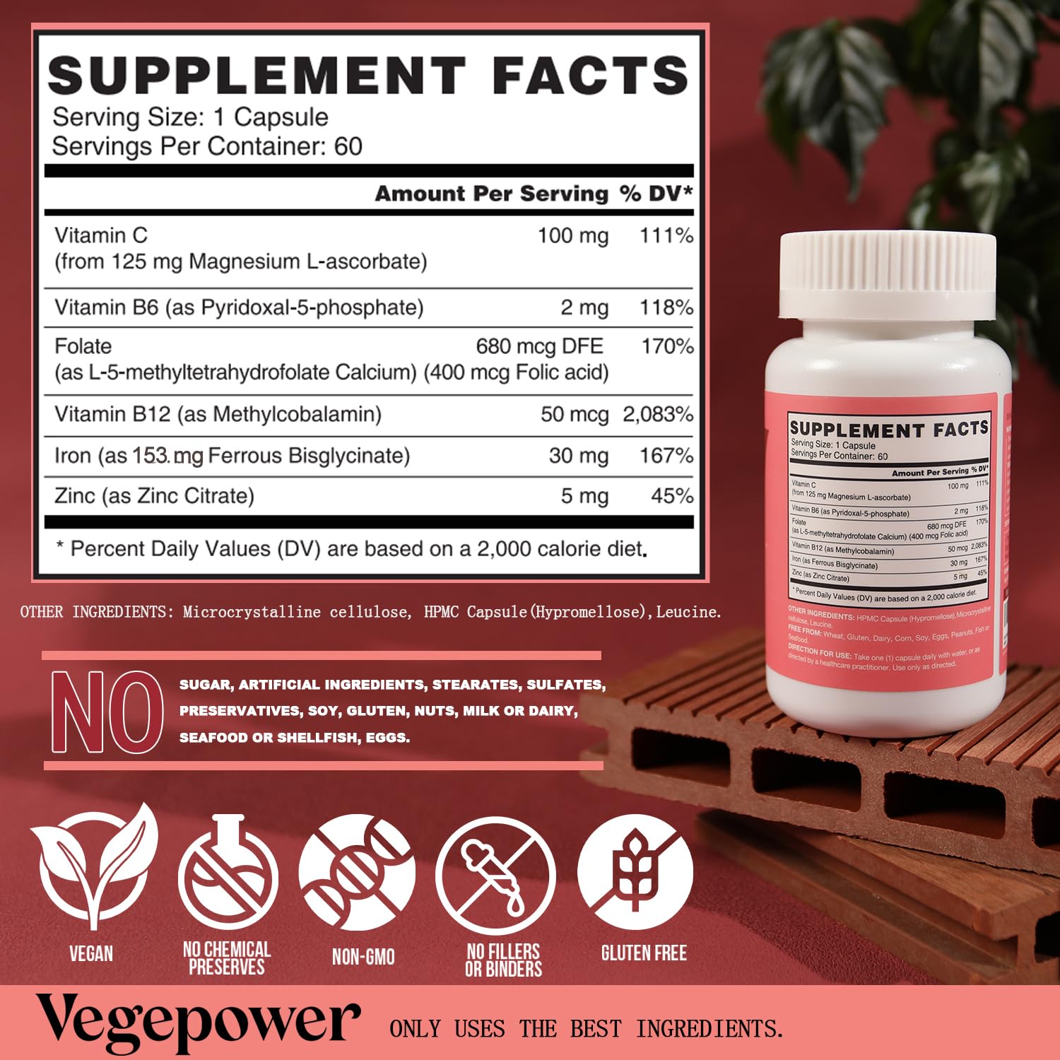 VEGEPOWER envase abierto con cápsulas, comodidad en la toma diaria