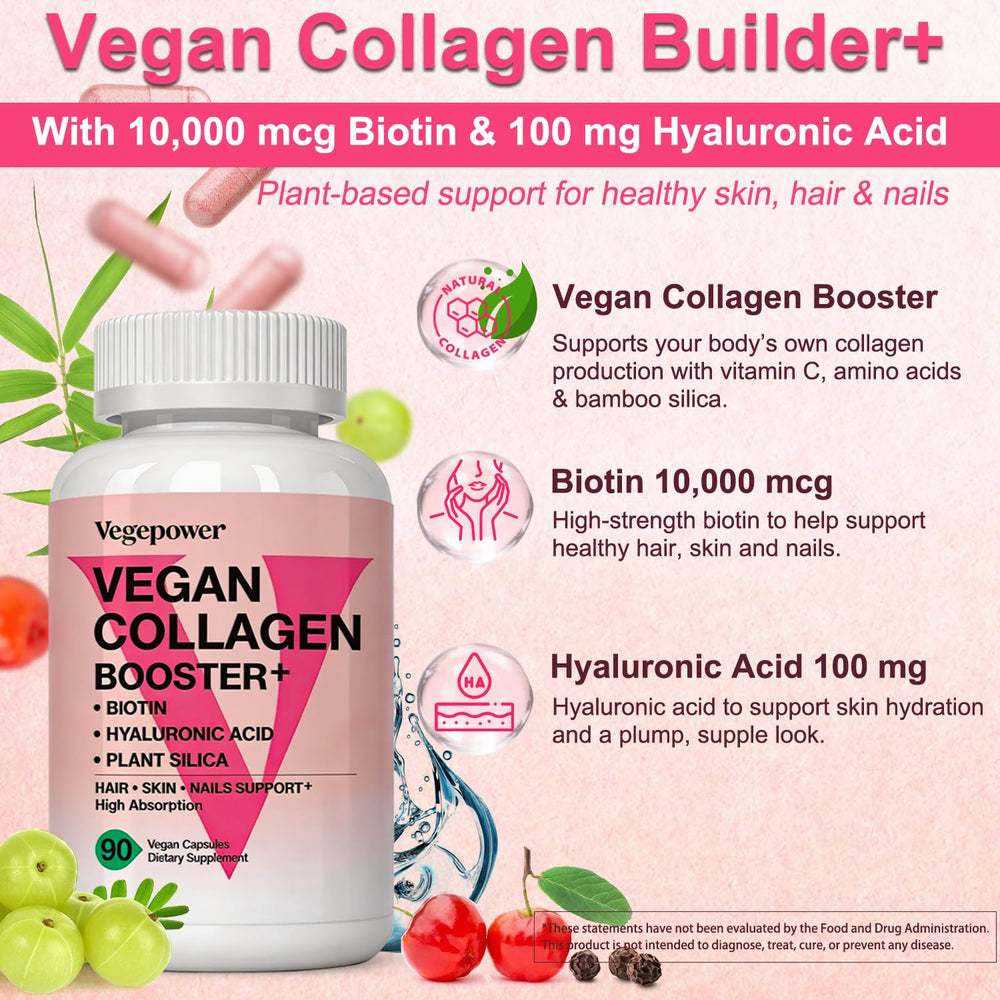 VEGEPOWER bote junto a productos de belleza para integrar en rutina