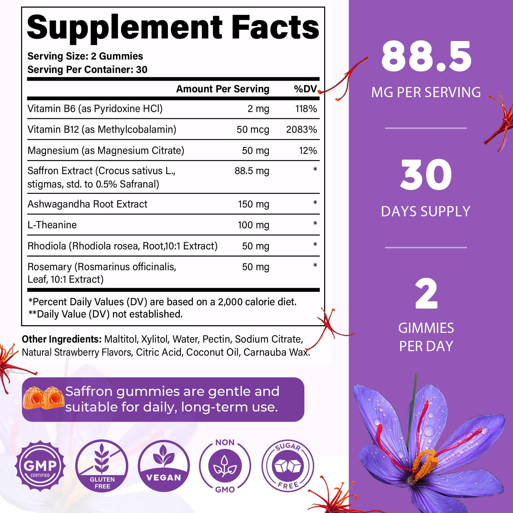VEGETUSMAX tabla nutricional legible destacando pureza