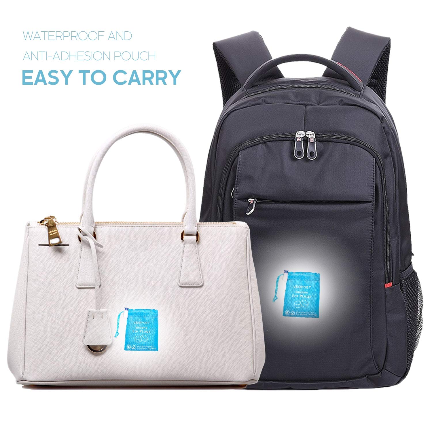 VEGPOET estuche impermeable abierto con tapones, guarda higiénica y segura