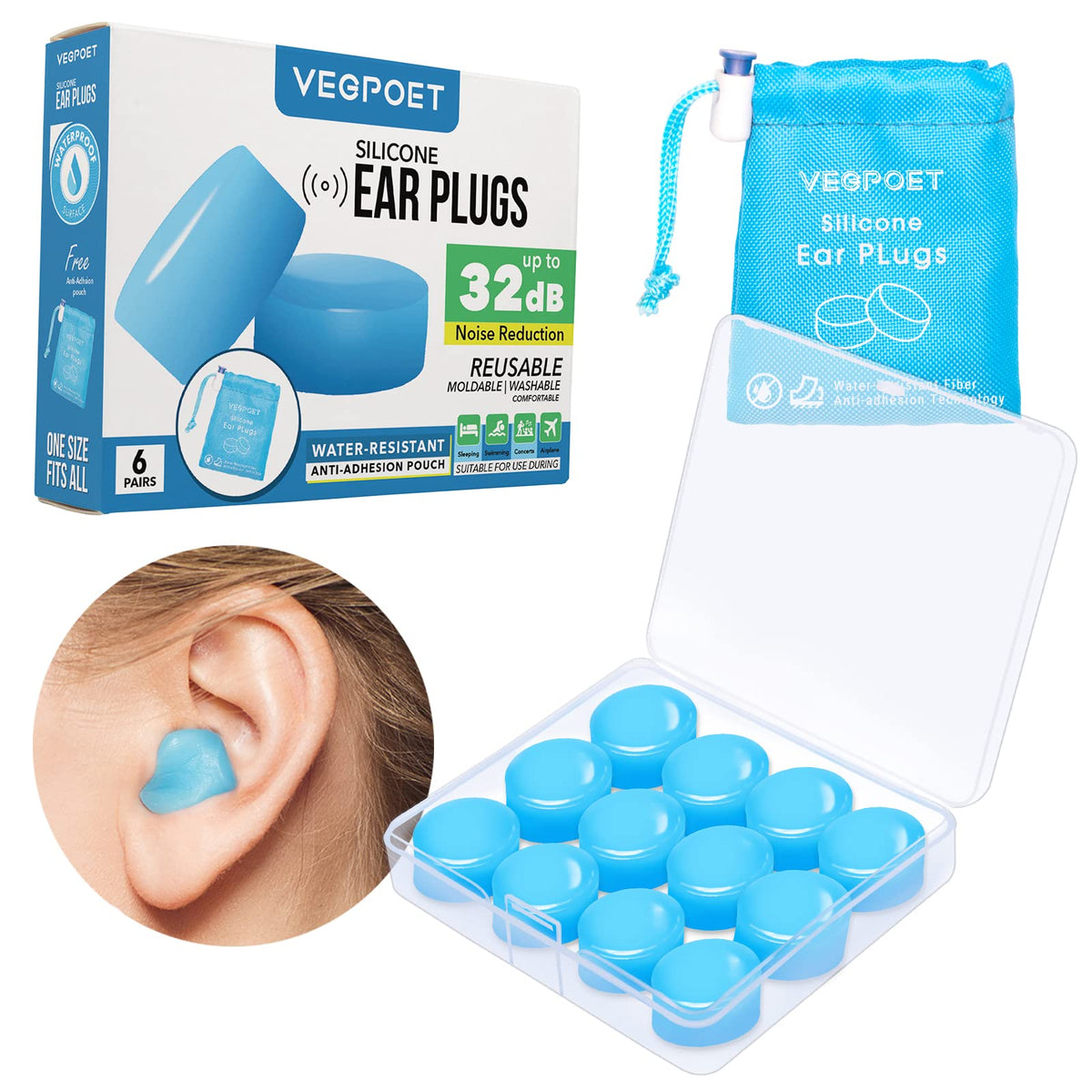VEGPOET empaque frontal mostrando pack de 12 y estuche, fácil almacenamiento