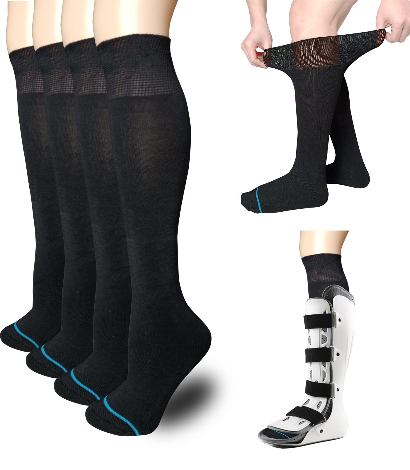 VEIGIKE frente del paquete de 2 pares mostrando color negro y longitud alta para protección