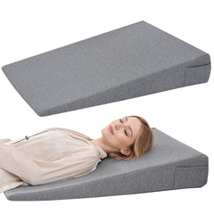 Vekkia vista frontal del wedge pillow mostrando forma y color gris para apoyo cómodo