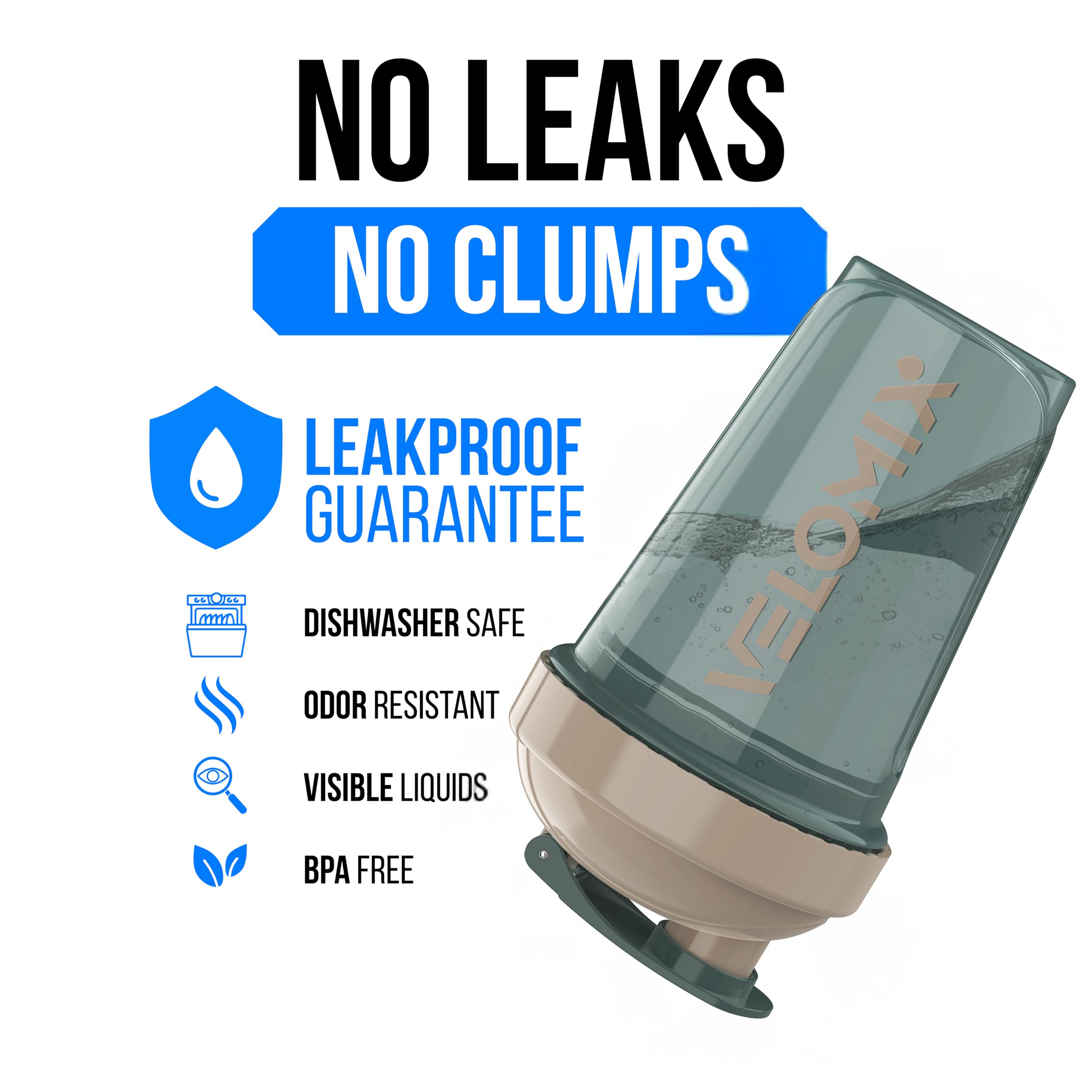 VELOMIX boca ancha y textura interior para mezclar y limpiar fácil