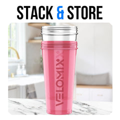 VELOMIX comparación de tamaño en mano para ver la capacidad de 28 oz
