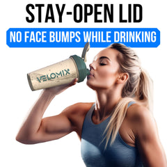 VELOMIX etiqueta que muestra capacidad 28oz y fácil lectura